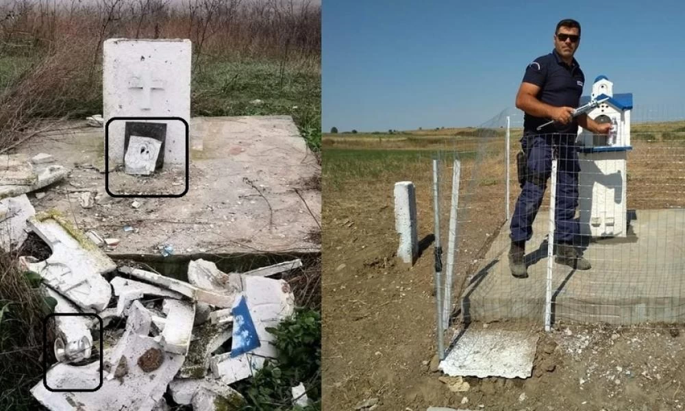 Συνοριοφύλακες στον Έβρο αναστήλωσαν μικρό εκκλησάκι της Παναγίας που βανδάλισαν μετανάστες